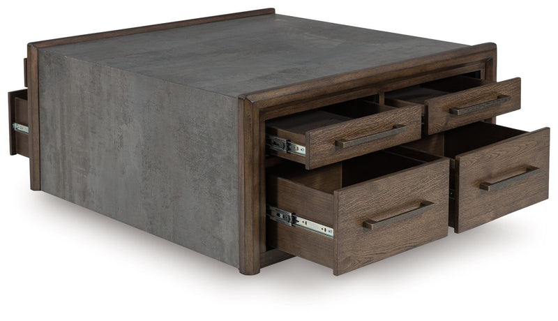 Kallenny - Square Cocktail Table - Brown / Gray - R&R Furniture Gallery (Fountain Valley, CA)