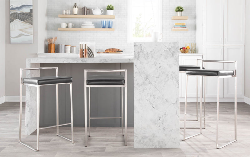 Lumi Source Fuji contemporary stackable barstool set featuring modern design and sleek finish, ideal for kitchen or bar areas.
