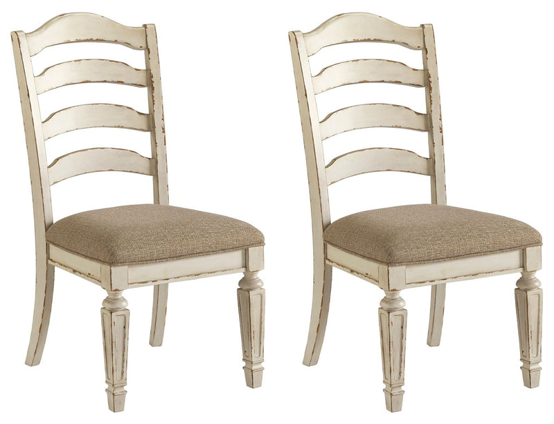 Realyn - Dining UPH Side Chair (Set of 2) - Ladderback - Chipped White - R&R Furniture Gallery (Fountain Valley, CA)