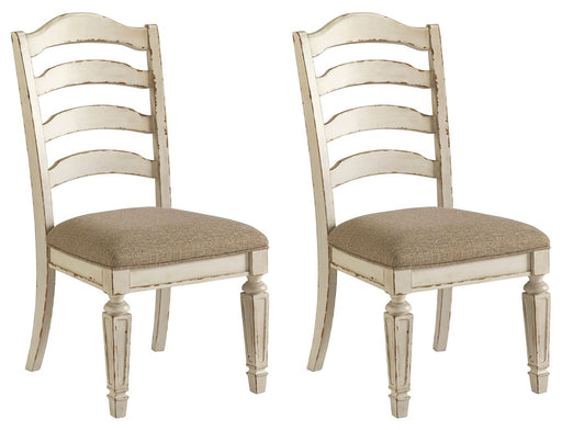 Realyn - Dining UPH Side Chair (Set of 2) - Ladderback - Chipped White - R&R Furniture Gallery (Fountain Valley, CA)