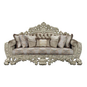 Sorina - Sofa With 7 Pillows - Velvet, Fabric & Antique Gold - R&R Furniture Gallery (Fountain Valley, CA)