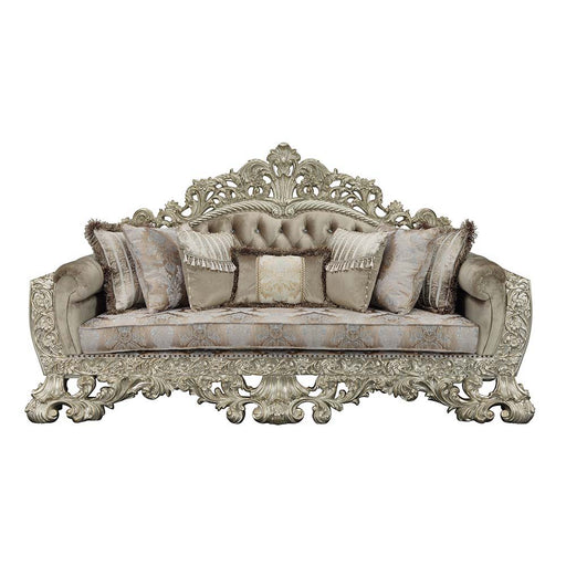 Sorina - Sofa With 7 Pillows - Velvet, Fabric & Antique Gold - R&R Furniture Gallery (Fountain Valley, CA)