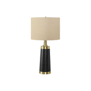 Contemporary black and cream resin table lamp with a sleek design, perfect for modern living spaces by 8th Street.
