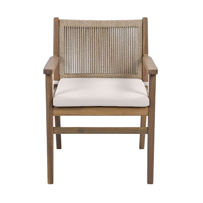 Outdoor Acacia Wood Patio Dining Armchair (Set of 2) - R&R Furniture Gallery (Fountain Valley, CA)