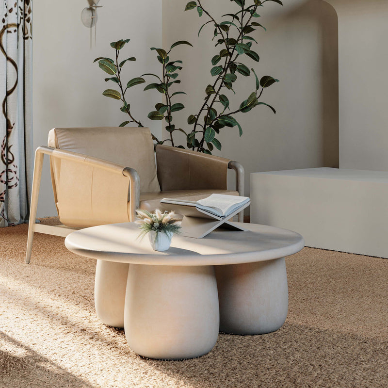 Rahul - Round Coffee Table - Cream - R&R Furniture Gallery (Fountain Valley, CA)