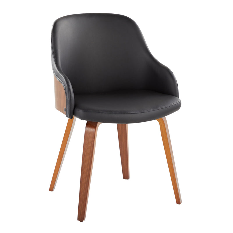 Lumi Source Bacci mid-century modern arm dining chair with wooden legs and upholstered seat, stylish and comfortable for dining rooms