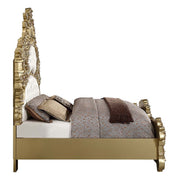 Bernadette - Eastern King Bed - White Synthetic Leather Fabric & Gold - R&R Furniture Gallery (Fountain Valley, CA)