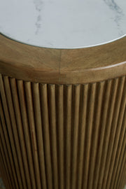 Camdill - Round End Table - Light Brown / White - R&R Furniture Gallery (Fountain Valley, CA)