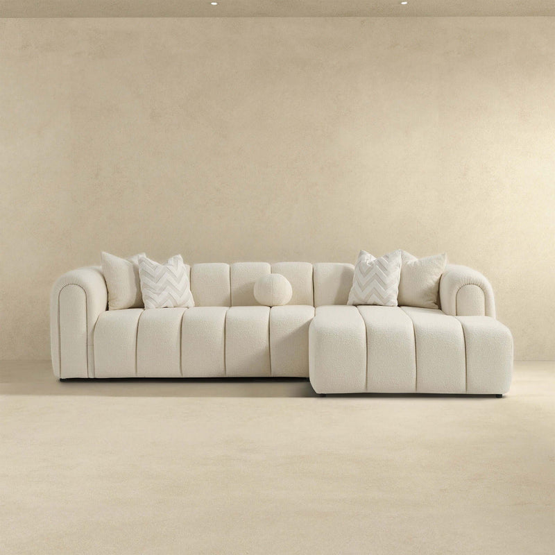 Beatrice - Modern Tufted Right Sectional Sofa - Ivory - R&R Furniture Gallery (Fountain Valley, CA)