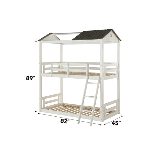 Nadine Cottage - Twin Over Twin Bunk Bed - Weathered White & Washed Gray - R&R Furniture Gallery (Fountain Valley, CA)