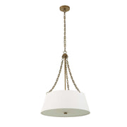 Uttermost Andalucia 4-light gold and white drum pendant lighting fixture hanging from ceiling.