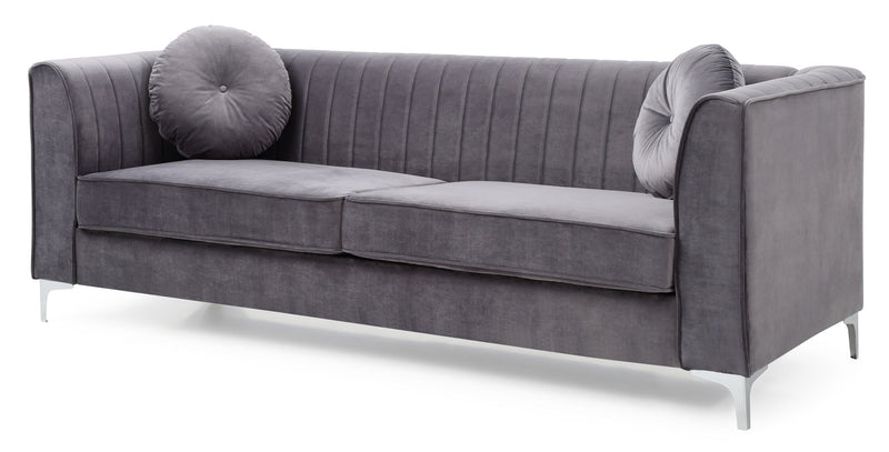 Delray Micro Suede Sofa by Glory Furniture, a stylish stationary sofa with plush micro suede upholstery and modern design.