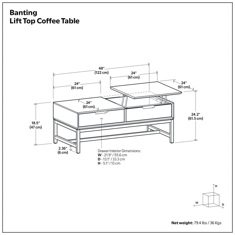 Banting - Lift Top Coffee Table - Walnut Brown - R&R Furniture Gallery (Fountain Valley, CA)