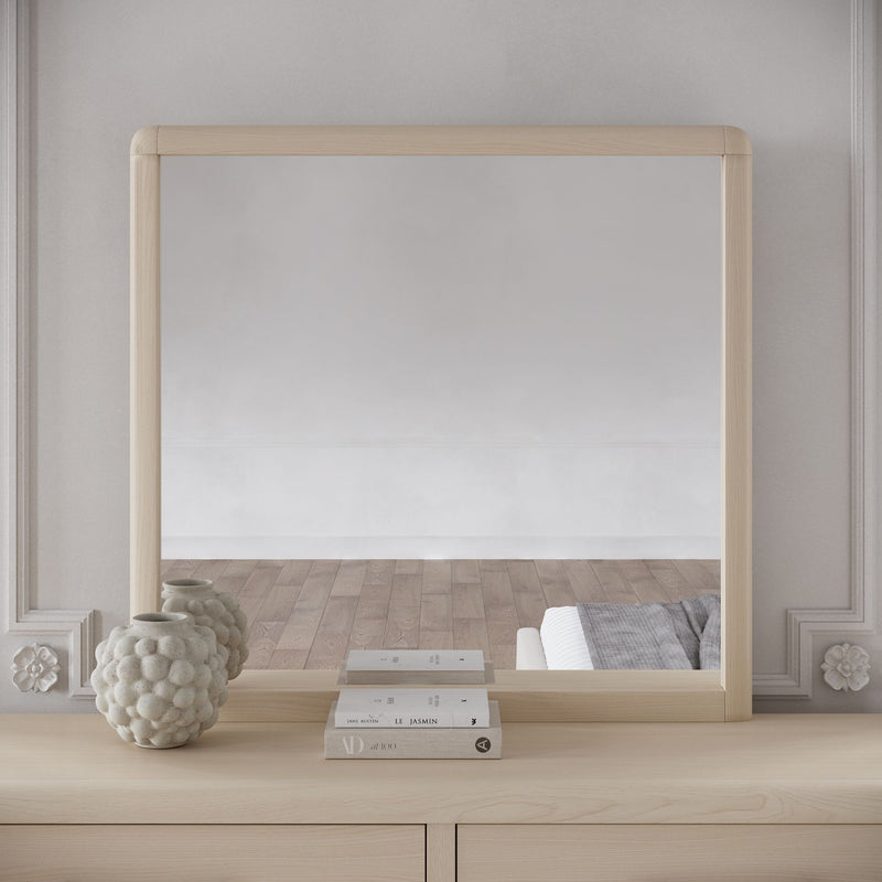 Modus Wallen Mirror in White Sand with a sleek, modern frame, ideal for contemporary home decor.