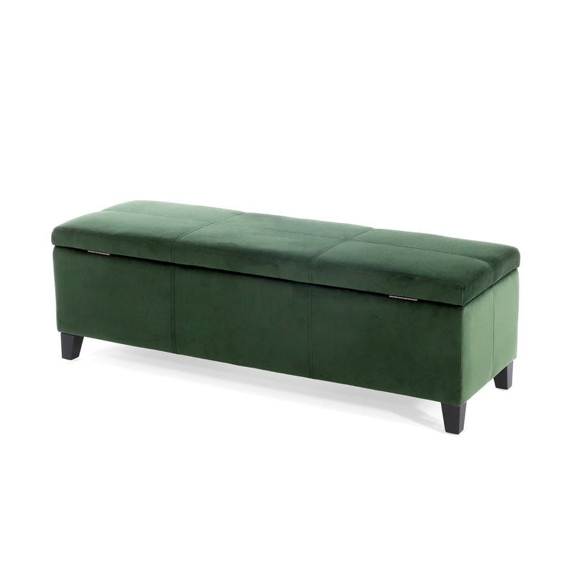 Noble House upholstered storage ottoman bench with soft fabric, cushioned top, and built-in storage compartment.