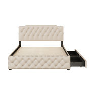 Upholstered Platform Bed With 2 Drawers And 2 Sets Of USB Ports On Each Side, Fabric - R&R Furniture Gallery (Fountain Valley, CA)