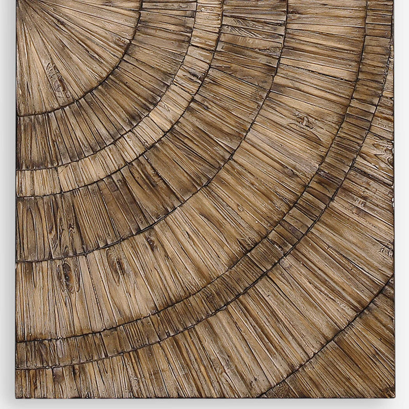 Light brown Lanciano wood wall art by Uttermost, featuring textured geometric wall decor for modern interior design.
