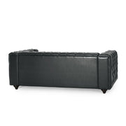 Comfy 3 Seat Sofa & Wooden Legs, For Living Room And Study - Black - R&R Furniture Gallery (Fountain Valley, CA)