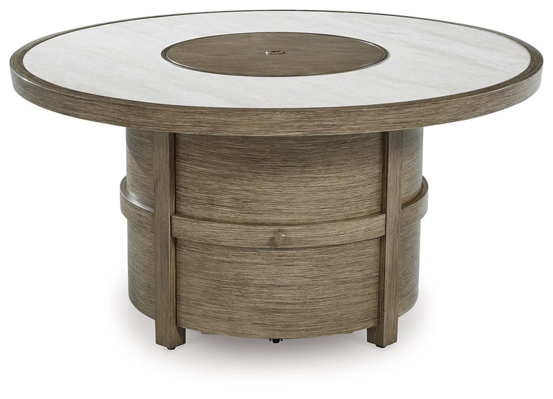 Rainier Ranch - Round Fire Pit Table - Beige - R&R Furniture Gallery (Fountain Valley, CA)