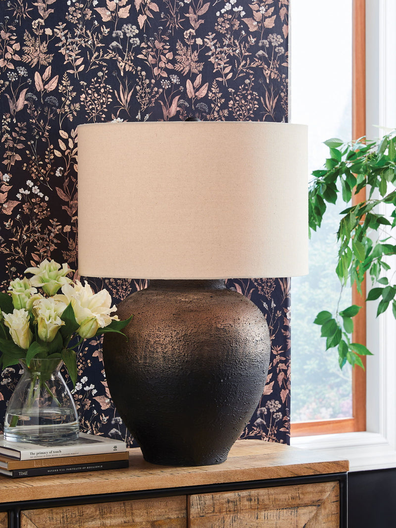 Newgerhard - Metal Table Lamp - Brown / Black - R&R Furniture Gallery (Fountain Valley, CA)