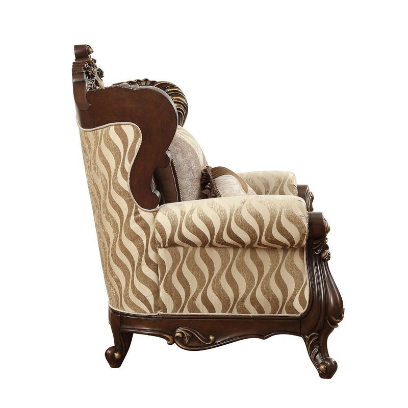Shalisa - Chair With 2 Pillows (Same Lv01587) - Fabric & Walnut - R&R Furniture Gallery (Fountain Valley, CA)