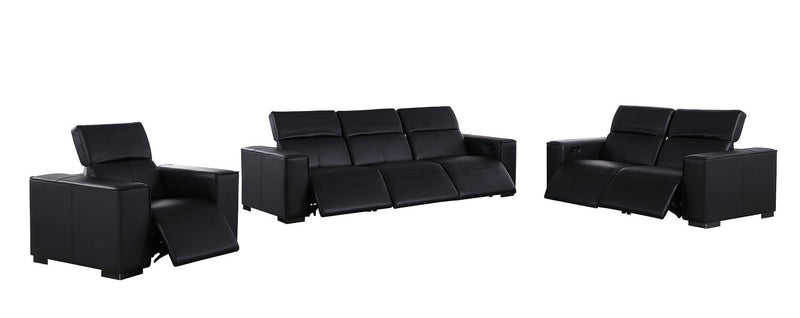 1208 - Leather Reclining Set (Sofa, Loveseat & Chair With 6 Power Recliners)