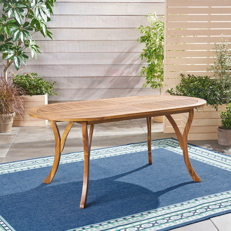 Outdoor Table With Smooth Lines, Slat Top - R&R Furniture Gallery (Fountain Valley, CA)