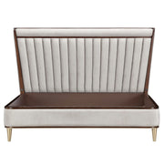Houston - Eastern King Channel Tufted Panel Bed - Porcini / Walnut - R&R Furniture Gallery (Fountain Valley, CA)