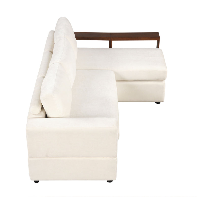 Noble House stationary sectional sofa with upholstered cushions and reversible armrests for modern living room comfort.