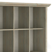 Simpli-Home Acadian handcrafted cube storage organizer with multiple compartments for versatile home organization.