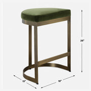 Uttermost Ivanna counter stool with wooden legs and upholstered seat, 24-27 inch height, modern design for kitchen or bar area.
