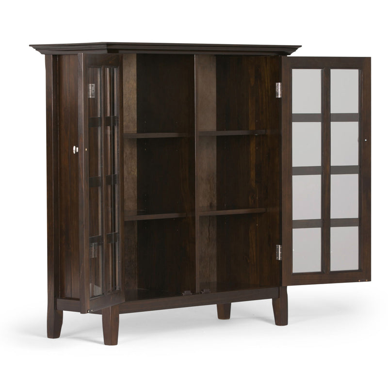 Handcrafted Acadian medium storage cabinet by Simpli-Home featuring wood finish and accent cabinet design for living or entryway.