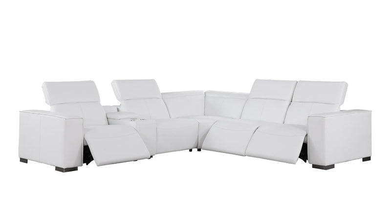 1208 - 6-Piece L-Shaped Leather Reclining Sectional With 3 Power Recliners