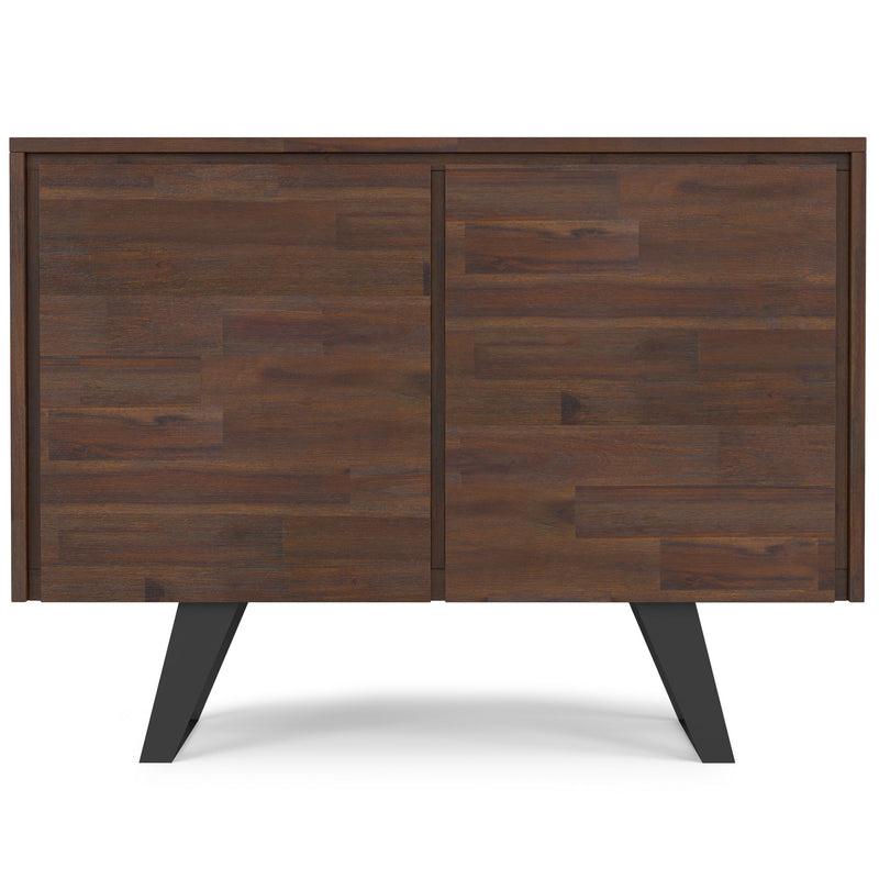 Brown Lowry 2-door sideboard buffet by Simpli-Home with sleek wood finish and spacious storage compartments.