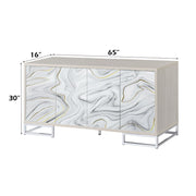 Panos - Console Cabinet - White Marble Print & Chrome - R&R Furniture Gallery (Fountain Valley, CA)