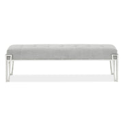Signature Beds & Benches - Rose Velvet Accent Bench - Gray / Chrome - R&R Furniture Gallery (Fountain Valley, CA)