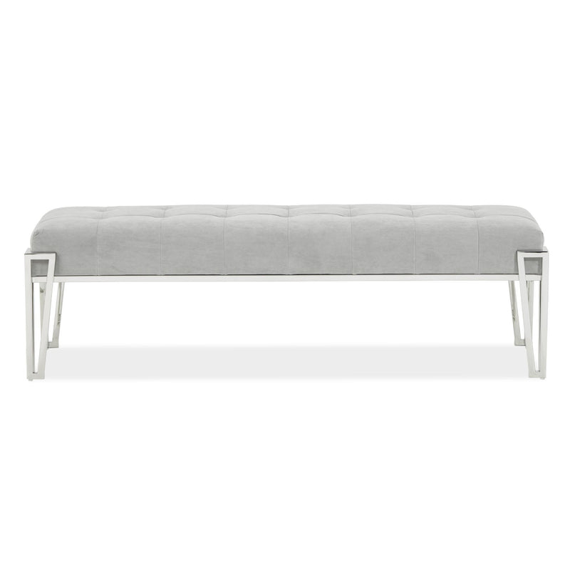Signature Beds & Benches - Rose Velvet Accent Bench - Gray / Chrome - R&R Furniture Gallery (Fountain Valley, CA)