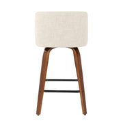 Toriano - Mid-Century Modern Counter Stool, Square Footrest (Set of 2) - Walnut / Cream - R&R Furniture Gallery (Fountain Valley, CA)