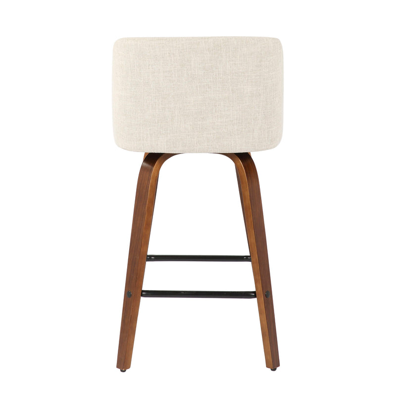 Toriano - Mid-Century Modern Counter Stool, Square Footrest (Set of 2) - Walnut / Cream - R&R Furniture Gallery (Fountain Valley, CA)