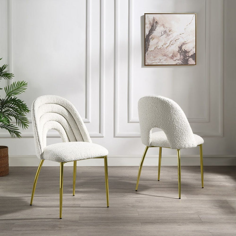 Fadri - Side Chair (Set of 2) - Teddy Sherpa & Mirrored Gold - R&R Furniture Gallery (Fountain Valley, CA)