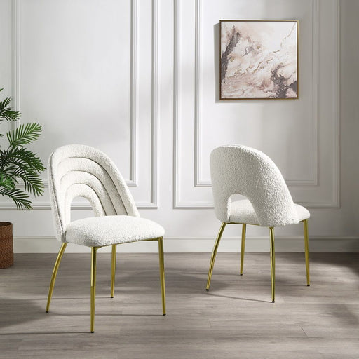 Fadri - Side Chair (Set of 2) - Teddy Sherpa & Mirrored Gold - R&R Furniture Gallery (Fountain Valley, CA)