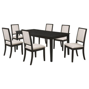 Louise 7-piece Rectangular Extension Leaf Dining Set Black