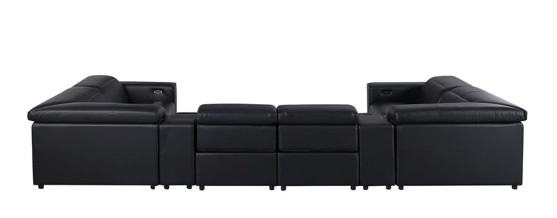 1208 - 8 Piece U Shaped Leather Sectional With 4 Power Recliners & Power Headrests