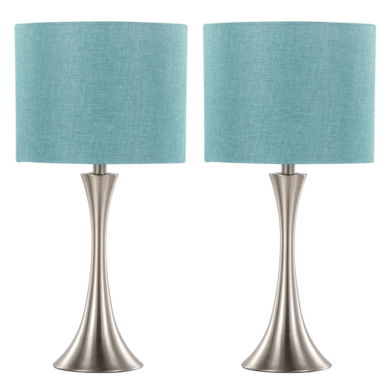 Set of two Lumi Source Lenuxe contemporary semi-gloss table lamps with sleek, modern design, perfect for stylish home lighting.