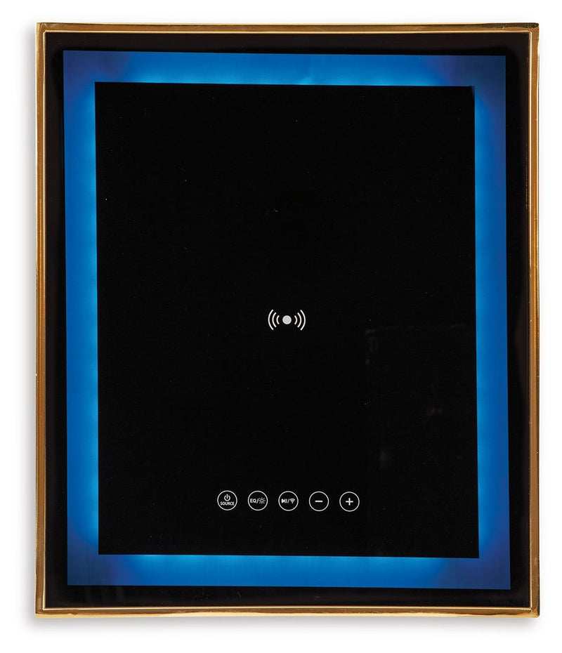 Rexwell - Accent Table With Speaker - Black / Gold Finish - R&R Furniture Gallery (Fountain Valley, CA)