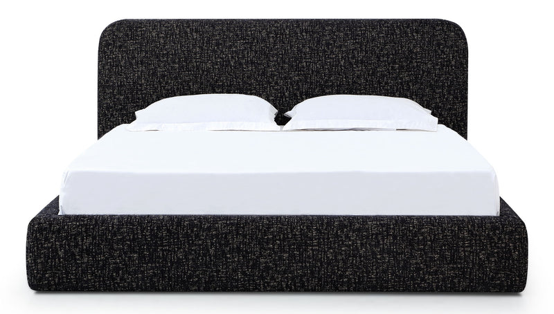 Elora Queen-Size Upholstered Platform Bed in Moonlight Chenille
