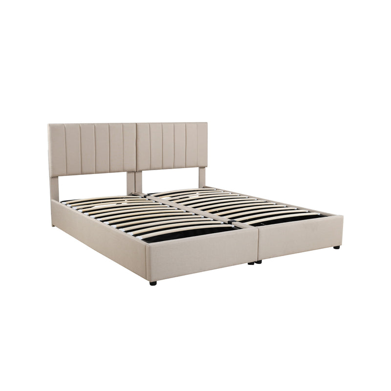 Upholstered Platform Bed With A Hydraulic Storage System - R&R Furniture Gallery (Fountain Valley, CA)