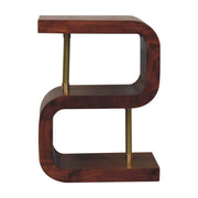 S Curve Brass Bedside Table - Dark Brown - R&R Furniture Gallery (Fountain Valley, CA)