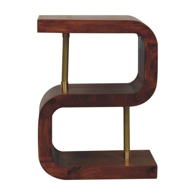 S Curve Brass Bedside Table - Dark Brown - R&R Furniture Gallery (Fountain Valley, CA)