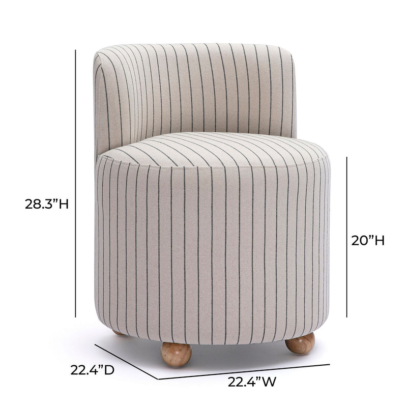 Hakuna - Striped Linen Desk Chair - Black / White - R&R Furniture Gallery (Fountain Valley, CA)